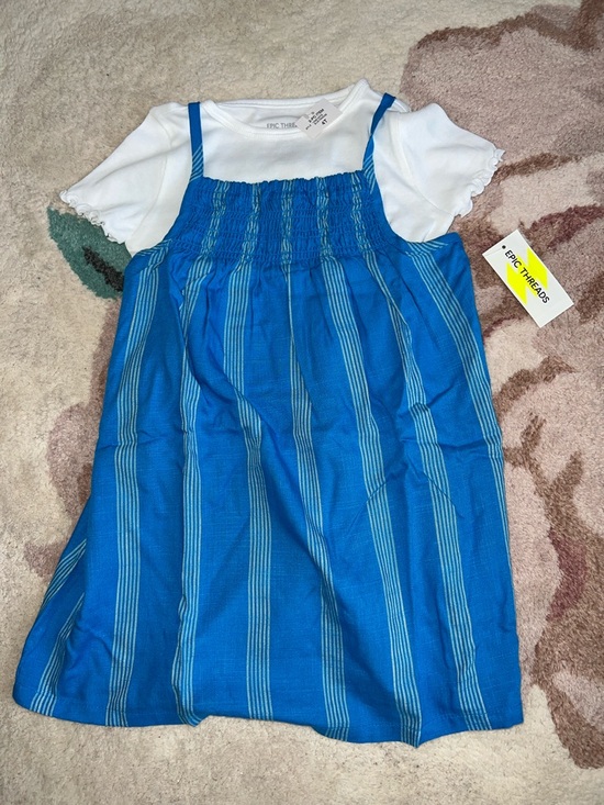 Epic Threads Other - NEW Epic Threads Blue Paradise Striped Pinafore Dress with White Tee